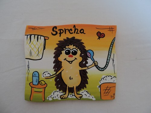 Cedulka na dveře-sprcha-ježek
