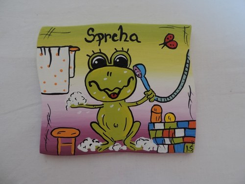 Cedulka na dveře-sprcha-žabka