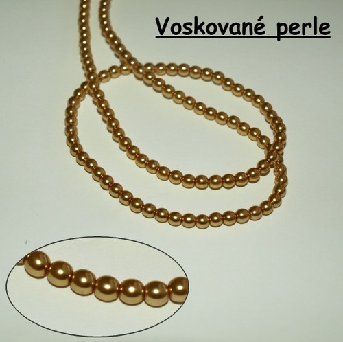Voskované perle, 6 mm, Gold, 21 ks — foto 1
