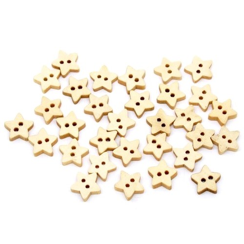Dřevěný knoflík hvězdička 13x13 mm (10 ks)