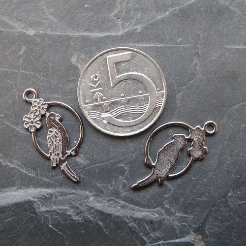 Přívěsek ptáček 14,5x28mm - 10 ks - GM