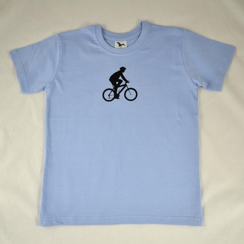 Modré dětské tričko s černým cyklistou (8 let)