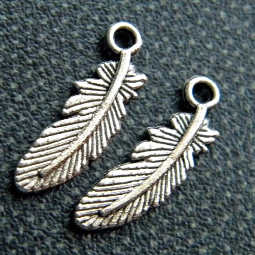 Kovový přívěsek - list 23x6 mm - 2 ks
