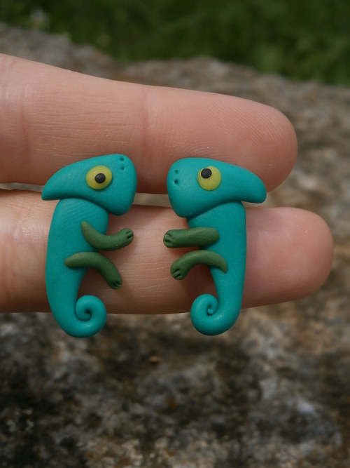 Náušnice chameleoni — foto 1