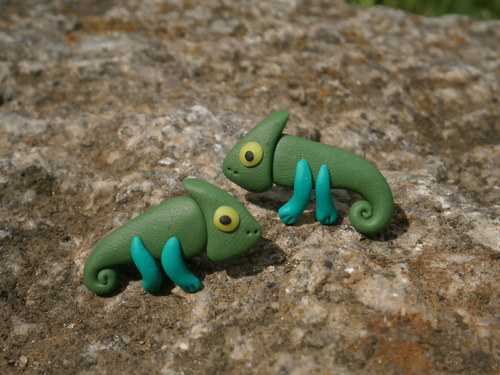Náušnice chameleoni — foto 1