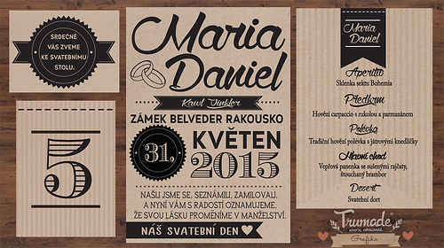 Přírodní retro svatební oznámení - svatební sada