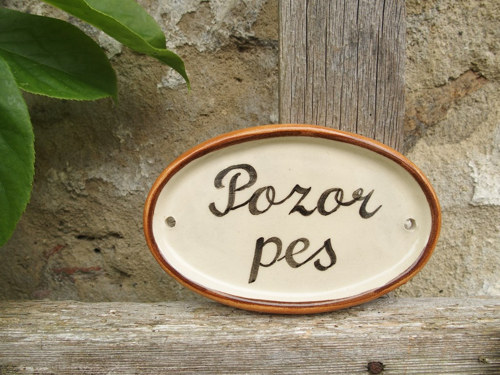 Keramická cedulka POZOR PES II.