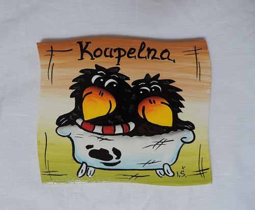 Cedulka na dveře-koupelna-havran-hnědá