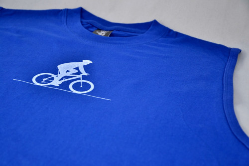 Pánské modré tílko s bílým cyklistou XXL