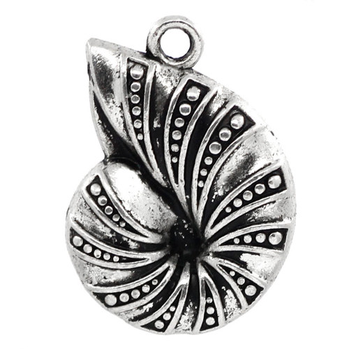 Přívěšek mušle SWIRL/ ant.stříbro/ 23x16mm/ 2ks