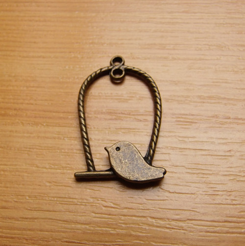 Ramínko - ptáčci - starobronz - 31 x 18mm