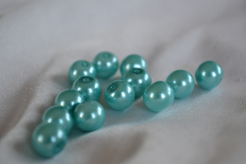 Perly sklenené tyrkysové, 10mm, (10ks)