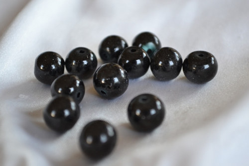 Perly sklenené čierne, 10mm (10ks)