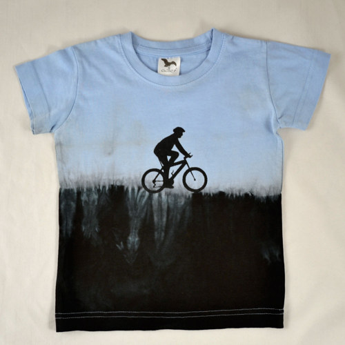 Modro-černé batik.dět. tričko s cyklistou (4 roky)