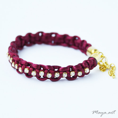 Vínový náramek "MACRAME BRACELET" s kamínky — foto 1