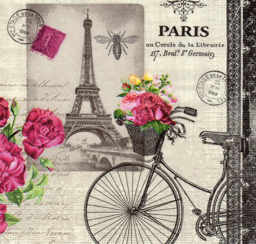 Paris a kolo s košíkem 33x33 — foto 1