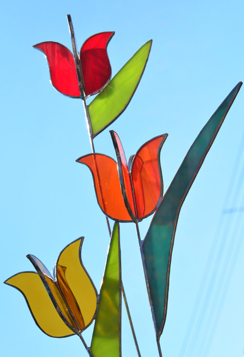 Vitrážové tulipány - plné — foto 1