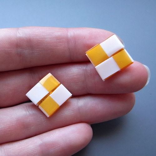 Upcycling: Náušnice Bílo-Oranž
