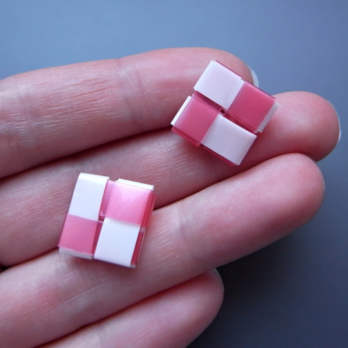 Upcycling: Náušnice Bílo-Růž — foto 1