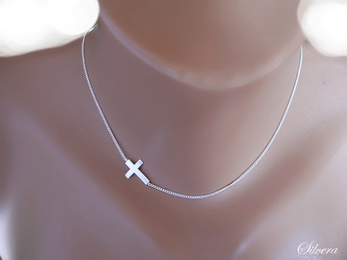 Stříbrný 925 Náhrdelník ...s křížkem naležato II.