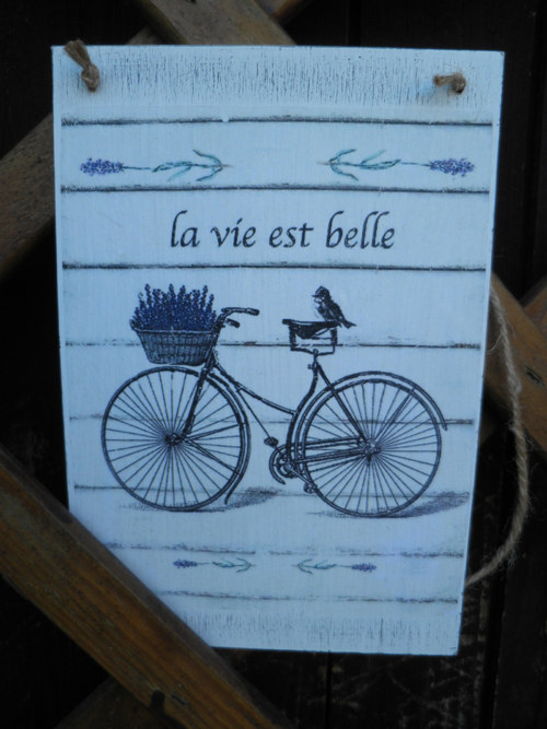 Vintage cedulka "La vie est belle"