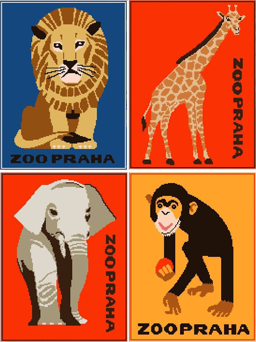 ZOO Praha Slon + Lev + Žirafa + Šimpanz