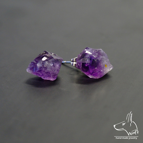 Ametystové náušničky - raw crystal — foto 1