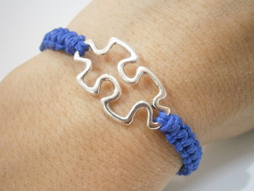 "Puzzle" náramek - tm.modrý (macramé) — foto 1