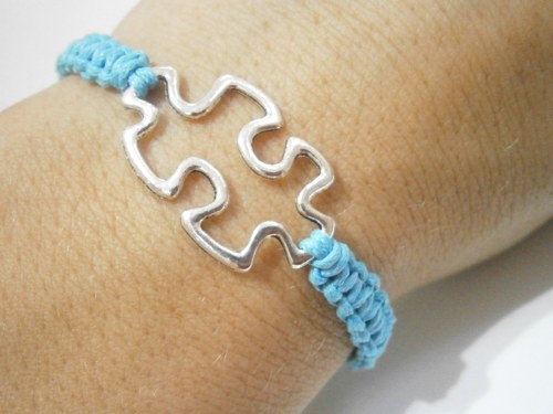"Puzzle" náramek - tyrkysový (macramé) — foto 1
