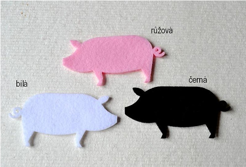Výsek z plsti - prase růžové