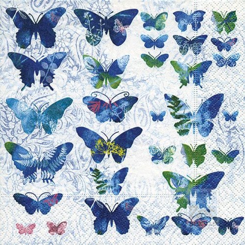 Ubrousek na decoupage Modří motýli, 1ks