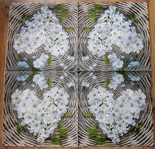 Ubrousek na decoupage Srdce z kvítí, 1ks