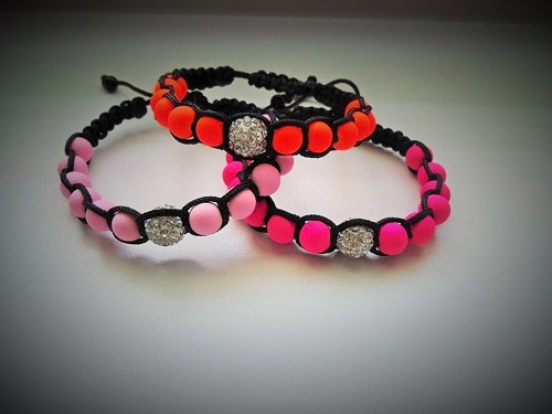 Shamballa náramek neonový + swarovsky — foto 1