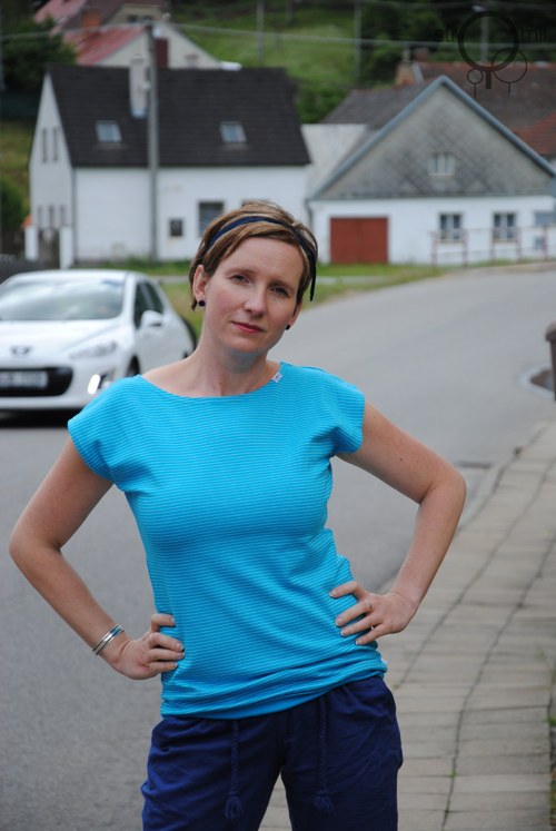 Tyrkysové pruhované, vel. L — foto 1