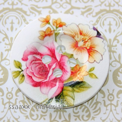 MAXI knoflík ~ 5cm ~ růžová růže — foto 1