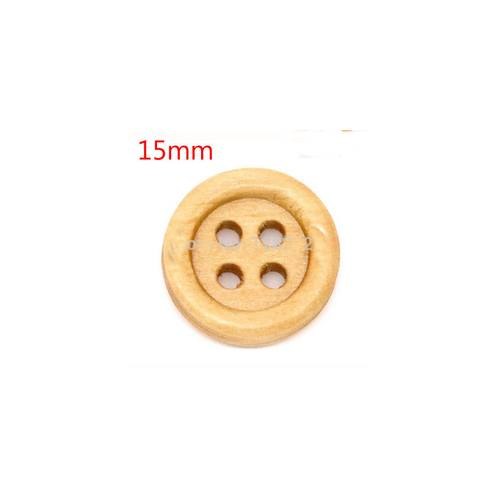 Dřev.knoflík ~ Kulatý přírodní 15mm (cena za 2 ks)