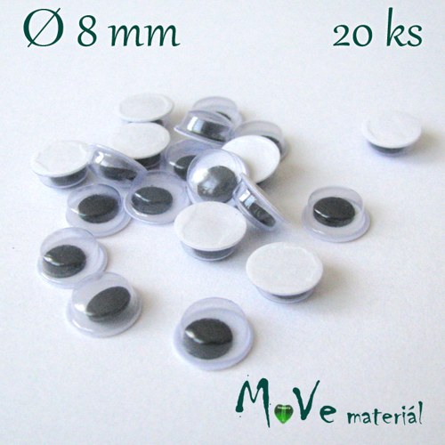 Samolepící oči 8mm, 20kusů — foto 1