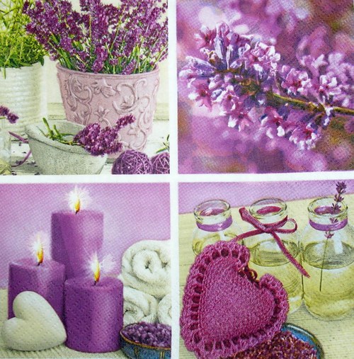 Ubrousek na decoupage 4* levandule, 1ks