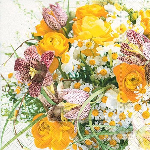 Ubrousek na decoupage Romantická kytice, 1ks