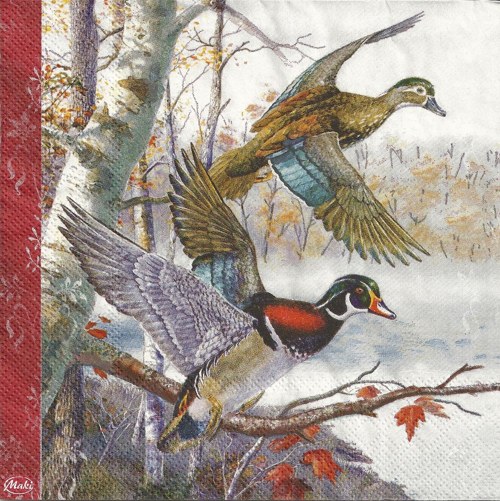 Ubrousek na decoupage Divoké kachny, 1ks