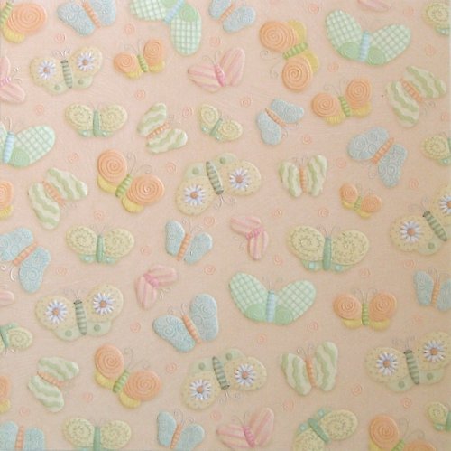 Sc čtvrtka Peach Butterflies Embossed paper — foto 1