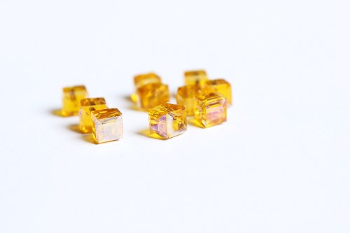 2ks - Skleněná broušená krychle - 6 mm — foto 1