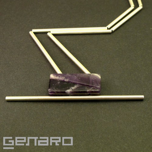 Stříbrný Geometrický S Ametysty — foto 1