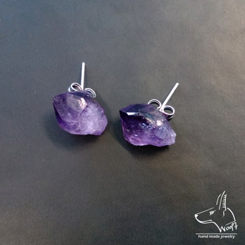 Ametystové náušničky - raw crystal — foto 1