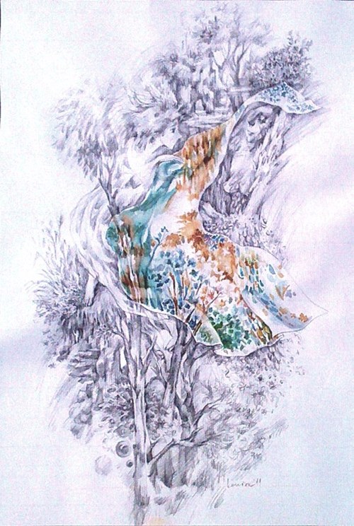 Rozjímání II - komb.technika 50x40 cm