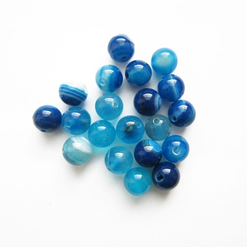 Achát modrý vrtané korálky,8 mm,2 ks