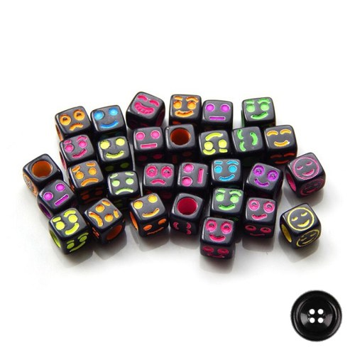 Akrylové kostičky Smajlík, 6x6mm (20ks) - bar.mix