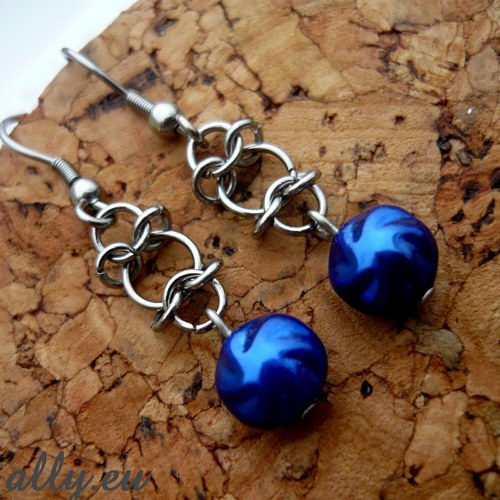 Náušnice Chainmaille modré — foto 1