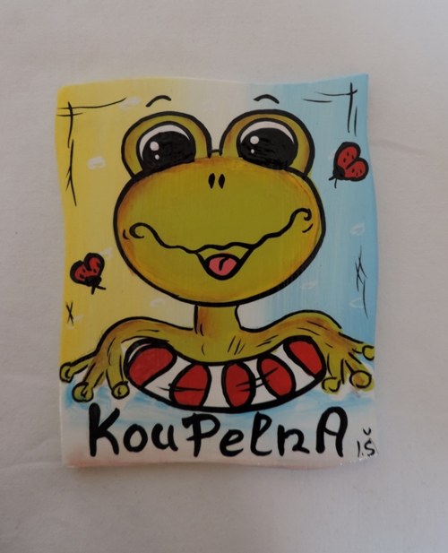 Cedulka na dveře-žabka-koupelna