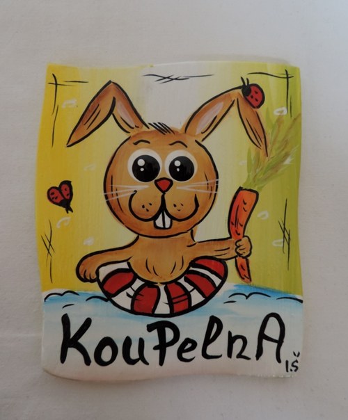 Cedulka na dveře-zajíček-koupelna
